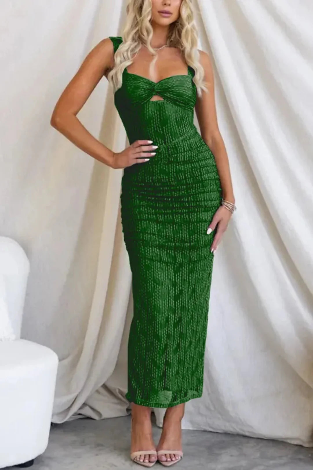 Veronica - Maxi vestido de malla fruncida para realzar la figura