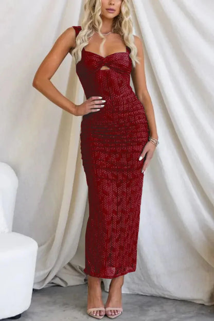 Veronica - Maxi vestido de malla fruncida para realzar la figura