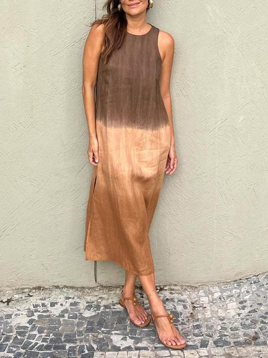 ROMINA - MAXI VESTIDO CASUAL SEM MANGAS EM ALGODÓN